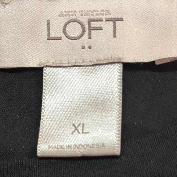 Loft Black Longsleeved Paisley Lace Front Crew Neck Dressy Career Blouse XL - Picture 5 of 7